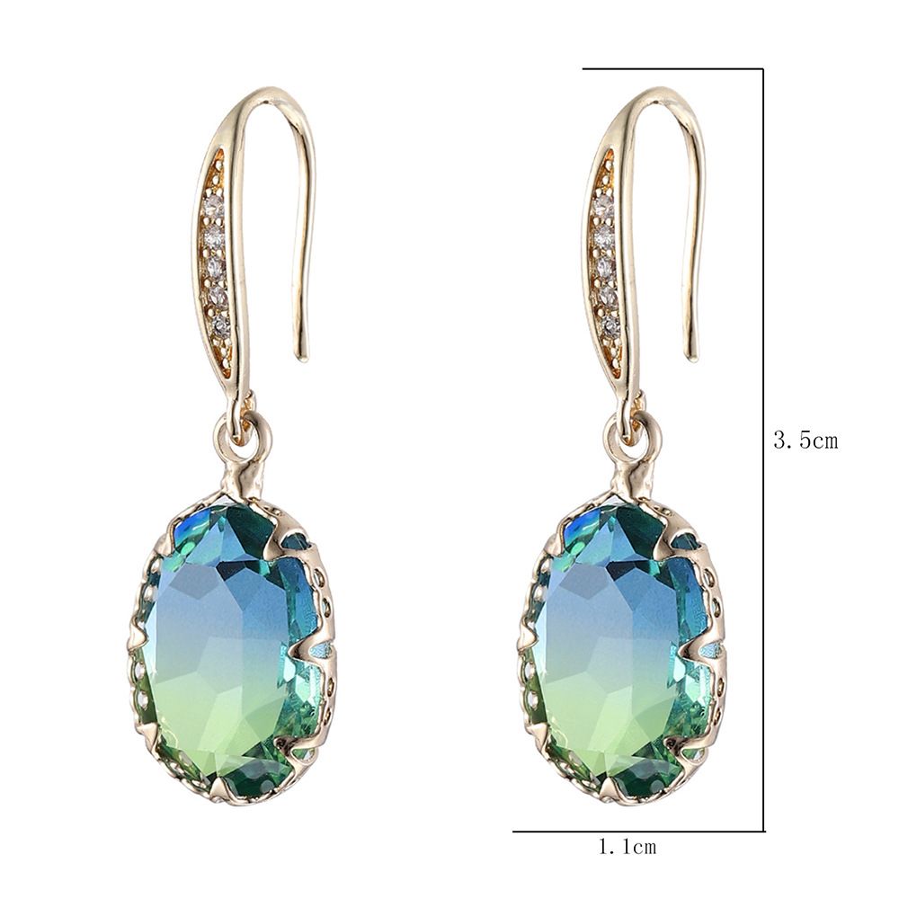 Elegant Cubic Zirconia Women Drop Earrings Inlaid Stud Earrings-Olive Green