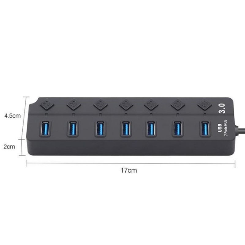 7 Port USB Hub 3.0 High Speed 5GBPS Multi USB Splitter On