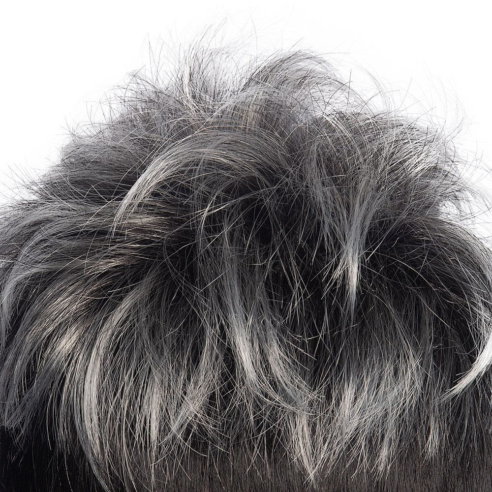Men's Wigs Gray Black Elf Cut Wig With Bangs