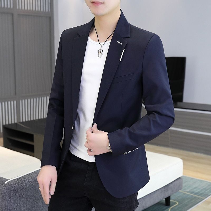 High Quality Mens Slim Fit B Business Casual B Suit Jacket Luxury-Black