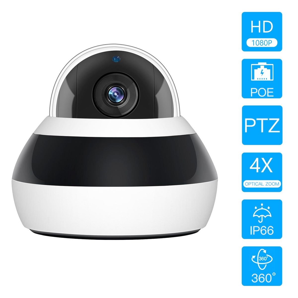 2MP Full High Definition POE PTZ Dome Camera,Outdoor Security Camera with Night Vision,Motion Detection,IP66 Waterproof