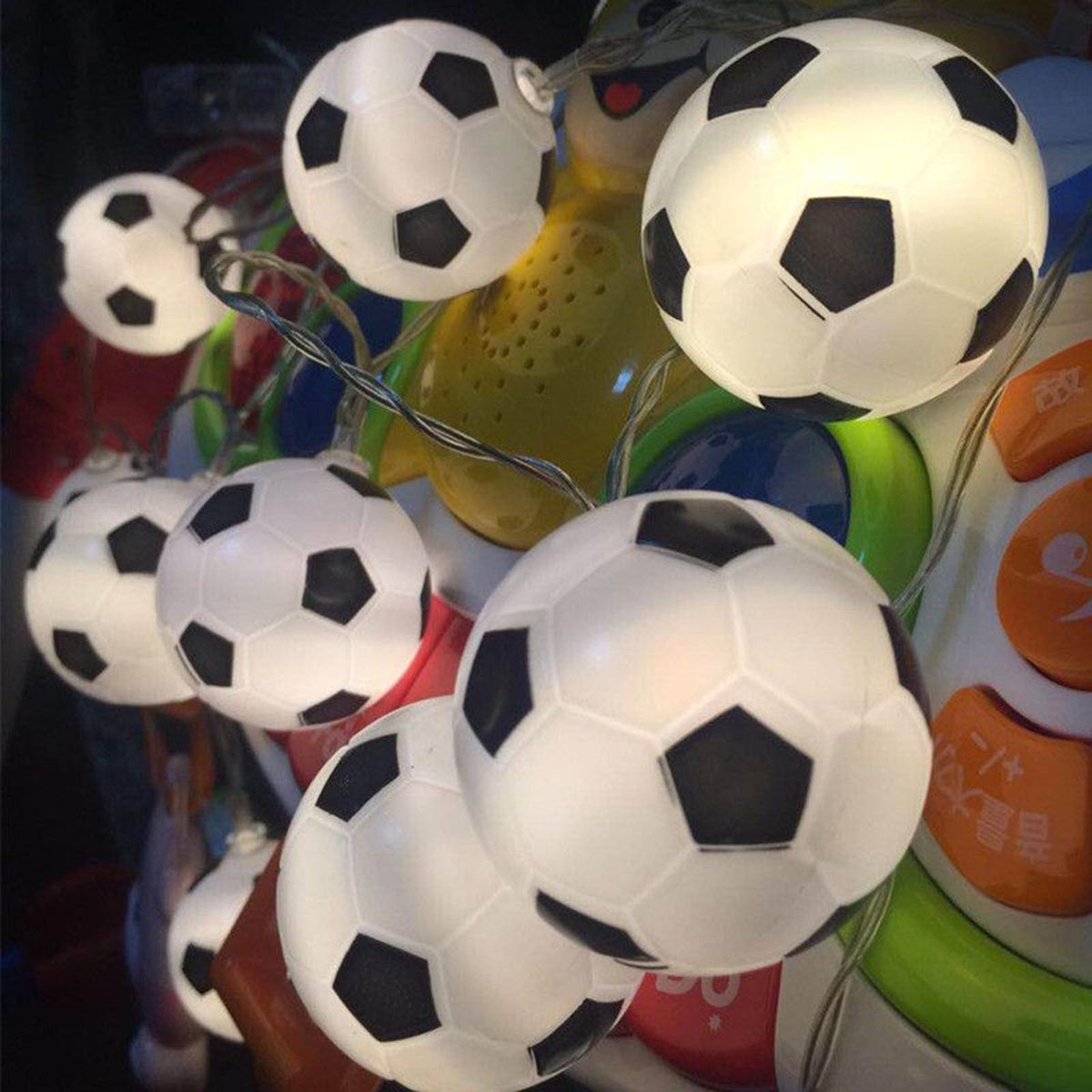 30 LED Football String Lights Indoor Football Outdoor Fairy Lights Garden Accessories Soccer Shaped Rope Lamp Football Home Decorations Lighting for Football World Celebration Bedroom Accessories