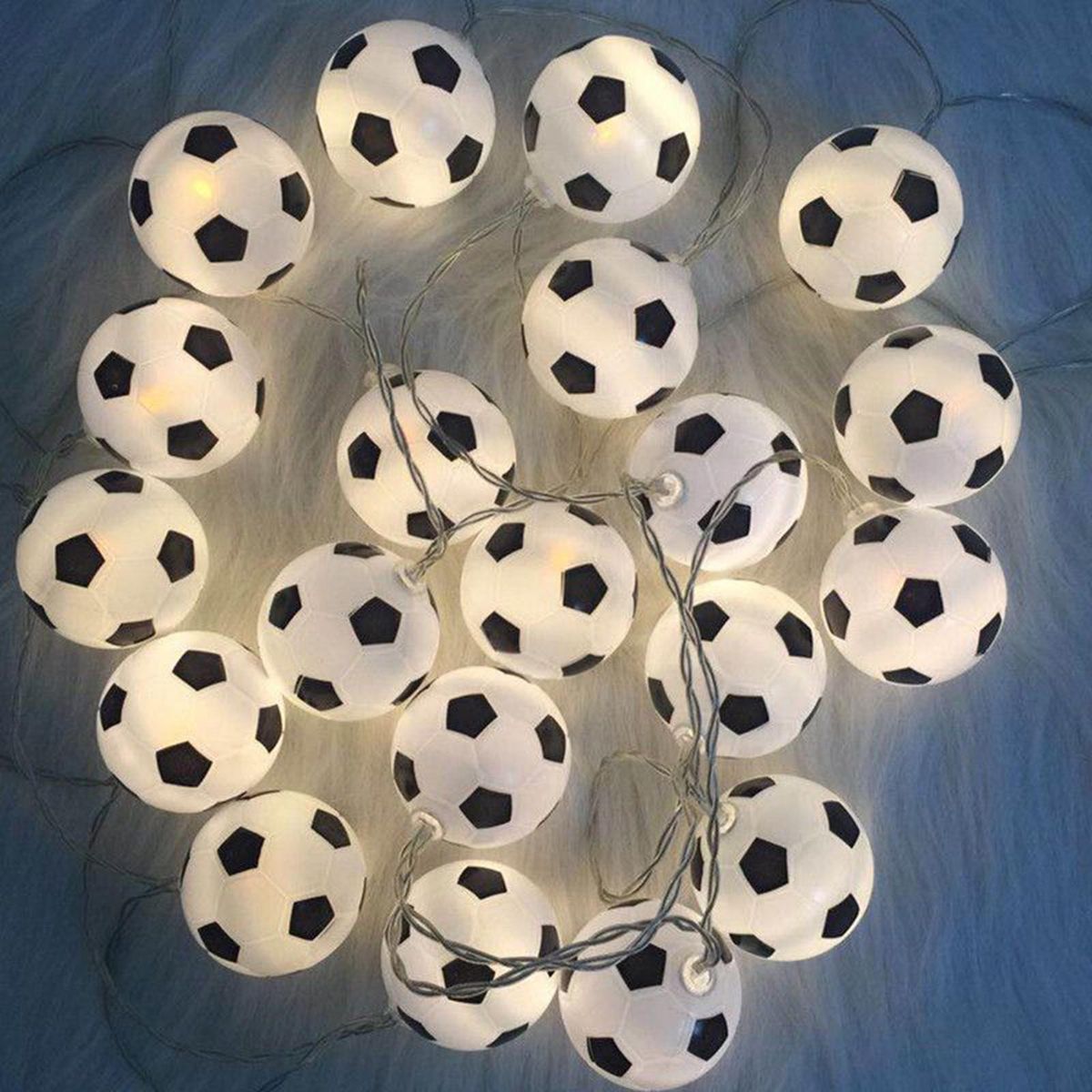 30 LED Football String Lights Indoor Football Outdoor Fairy Lights Garden Accessories Soccer Shaped Rope Lamp Football Home Decorations Lighting for Football World Celebration Bedroom Accessories