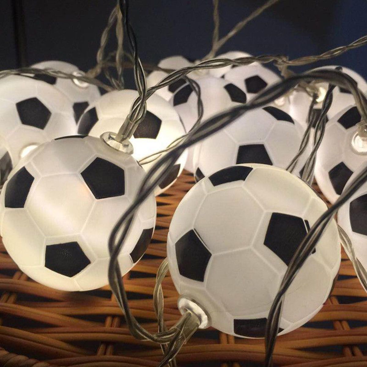 30 LED Football String Lights Indoor Football Outdoor Fairy Lights Garden Accessories Soccer Shaped Rope Lamp Football Home Decorations Lighting for Football World Celebration Bedroom Accessories