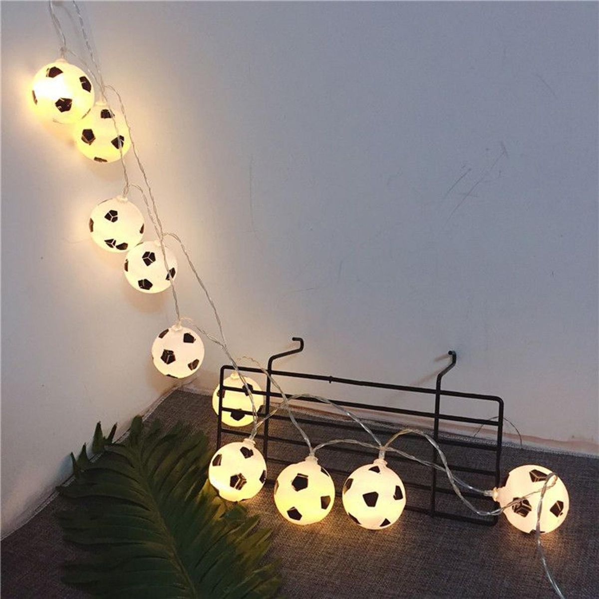 30 LED Football String Lights Indoor Football Outdoor Fairy Lights Garden Accessories Soccer Shaped Rope Lamp Football Home Decorations Lighting for Football World Celebration Bedroom Accessories