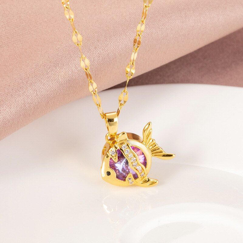 Trendy Sweet Sexy Gold Color Stainless Steel Necklaces For Women Korean Fashion Female Pendant Clavicle Chain Jewelry Wholesale