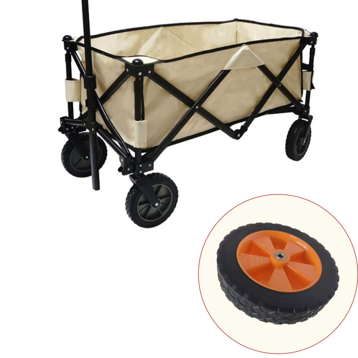 7 Inch Folding Cart Wheel Rubber For Outdoor Handcart