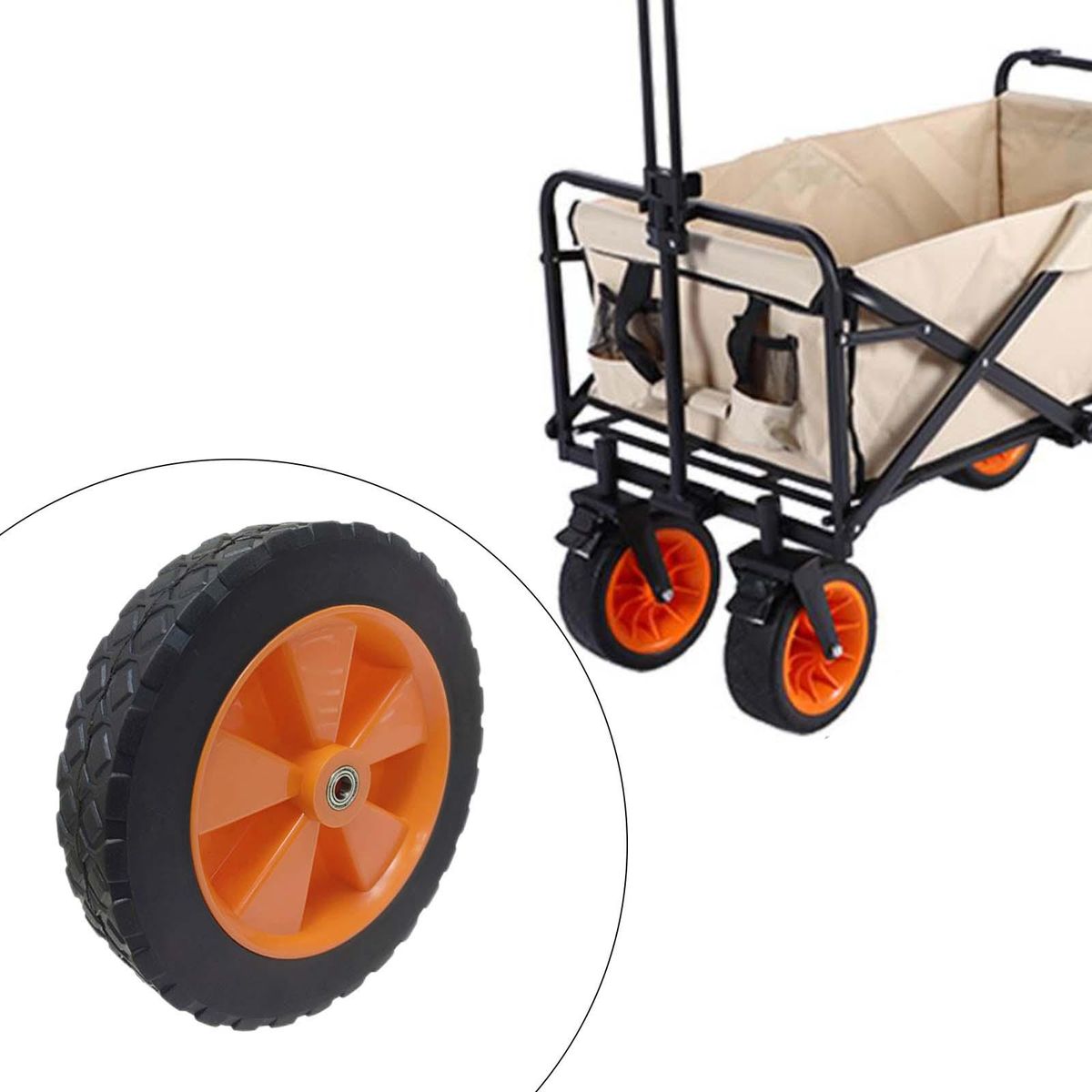 7 Inch Folding Cart Wheel Rubber For Outdoor Handcart