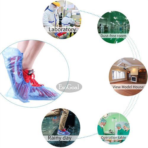 EsoGoal 100 PCS One Time Shoe Covers Plastic Waterproof Boot