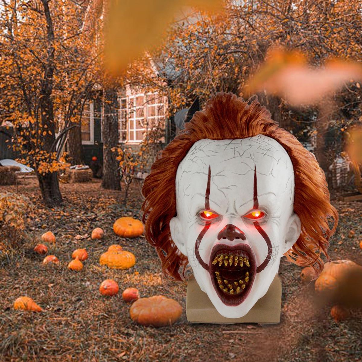 Halloween Mask Creepy Pennywise Scary Clown Full Face Horror Costume Party Festival Cosplay Decoration Prop for Adult