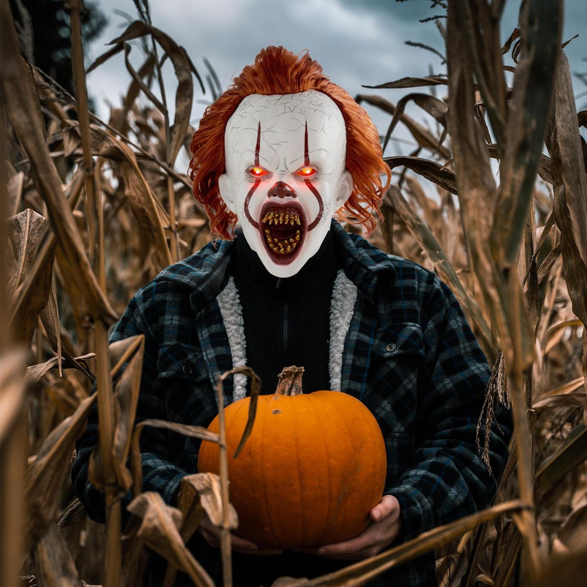 Halloween Mask Creepy Pennywise Scary Clown Full Face Horror Costume Party Festival Cosplay Decoration Prop for Adult