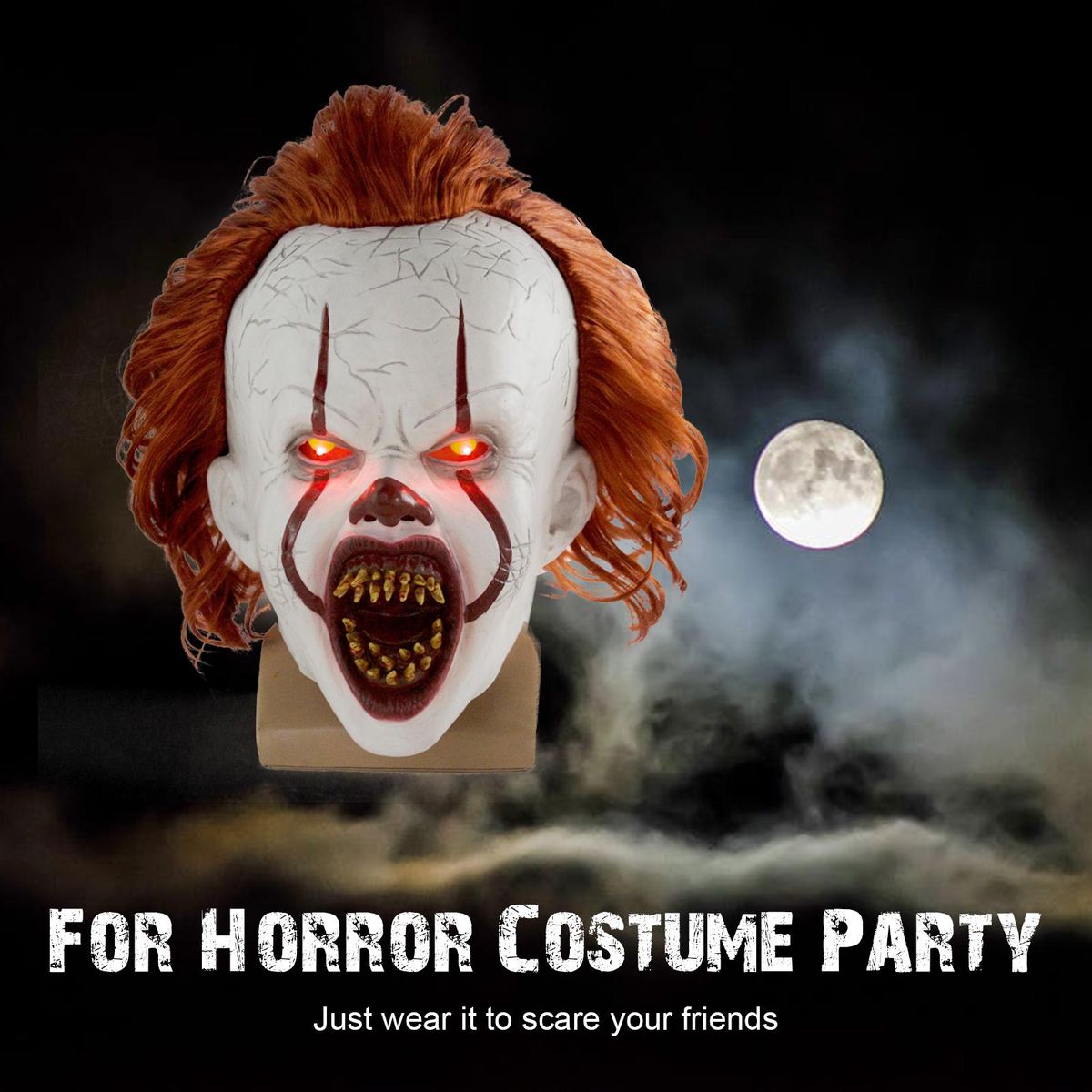 Halloween Mask Creepy Pennywise Scary Clown Full Face Horror Costume Party Festival Cosplay Decoration Prop for Adult
