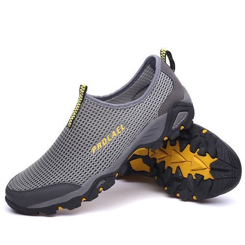 New Men's Outdoor Shoes Breathable Mesh Sneakers -Grey