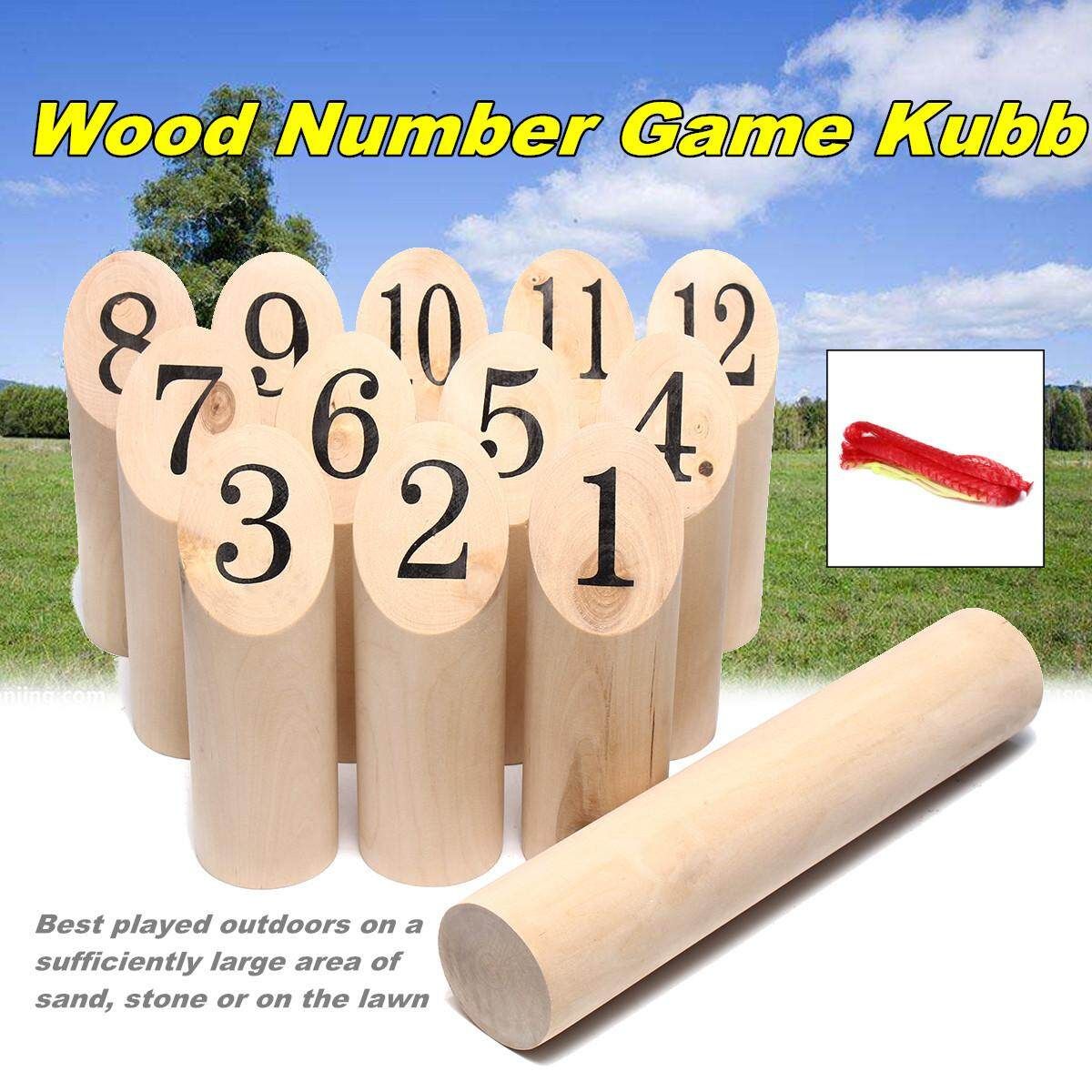 Number KUBB Wooden Viking Family Outdoor Garden Lawn Game Set