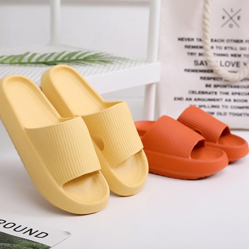 Household slippers Solid color thick soles Summer couple comfortable sandals Men's and women's
