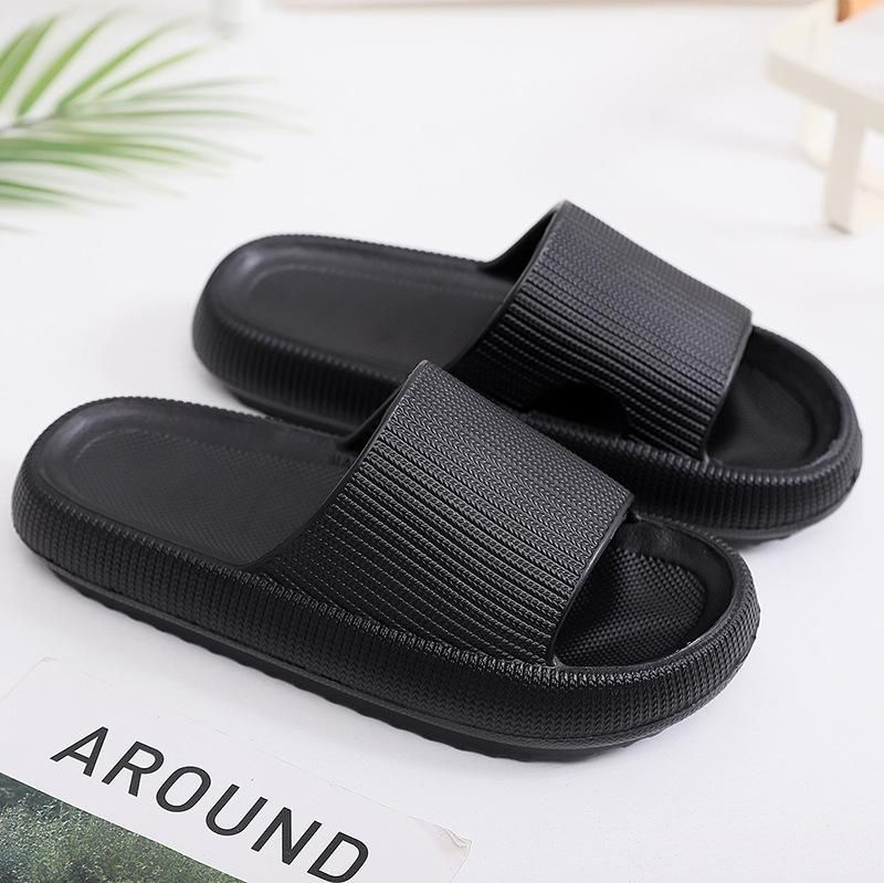 Household slippers Solid color thick soles Summer couple comfortable sandals Men's and women's