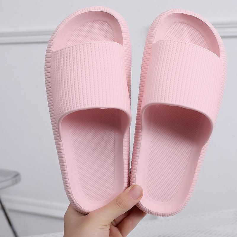 Household slippers Solid color thick soles Summer couple comfortable sandals Men's and women's