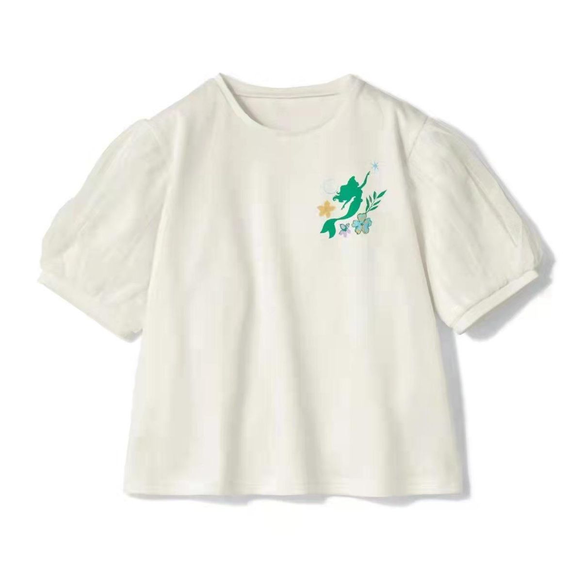 Girls' Baby Mesh Puff Sleeve Short Sleeve Children T-Shirt Multi-Color Optional 90-140 Siz