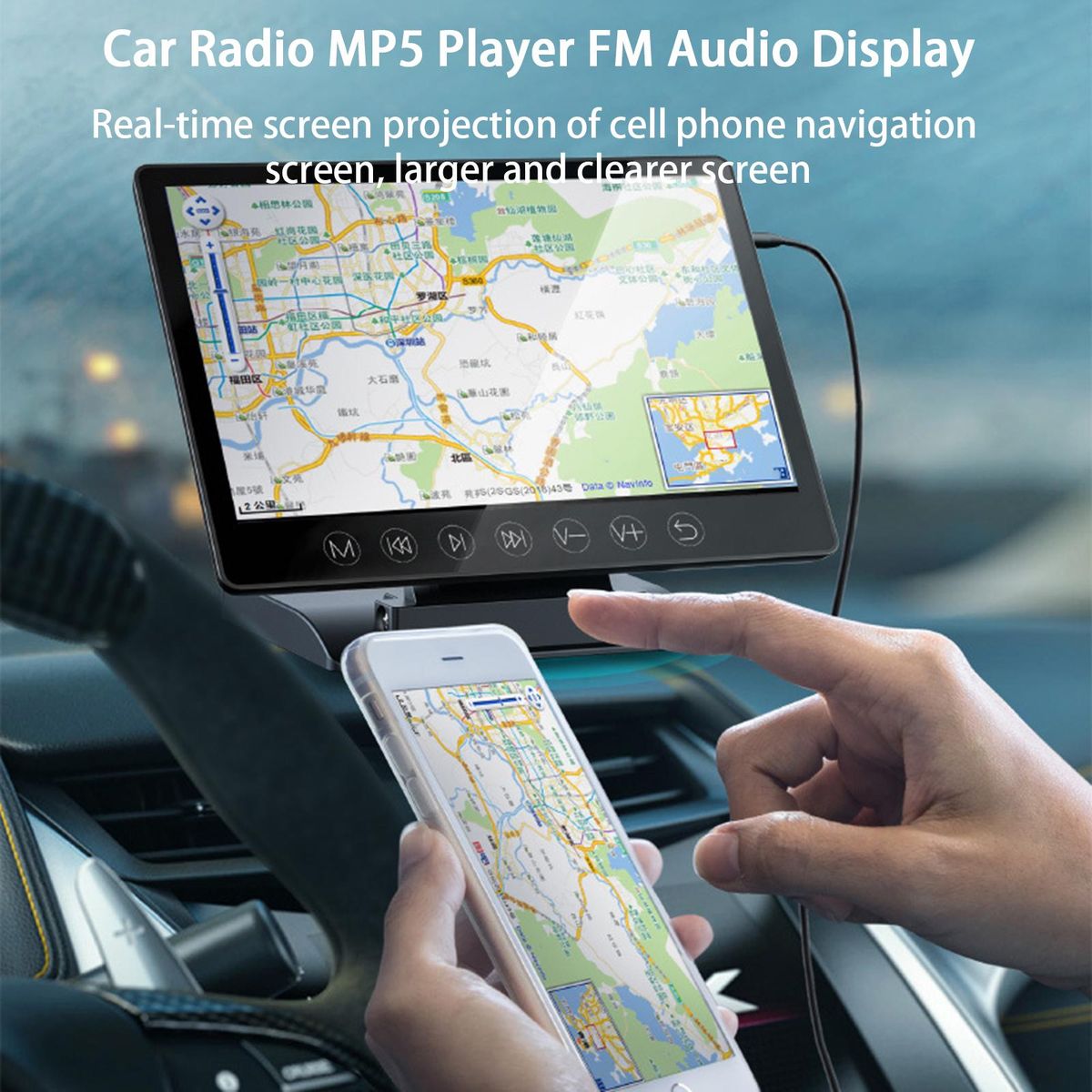 1 Set Car Monitor Car Radio MP5 Player FM Audio Display Black