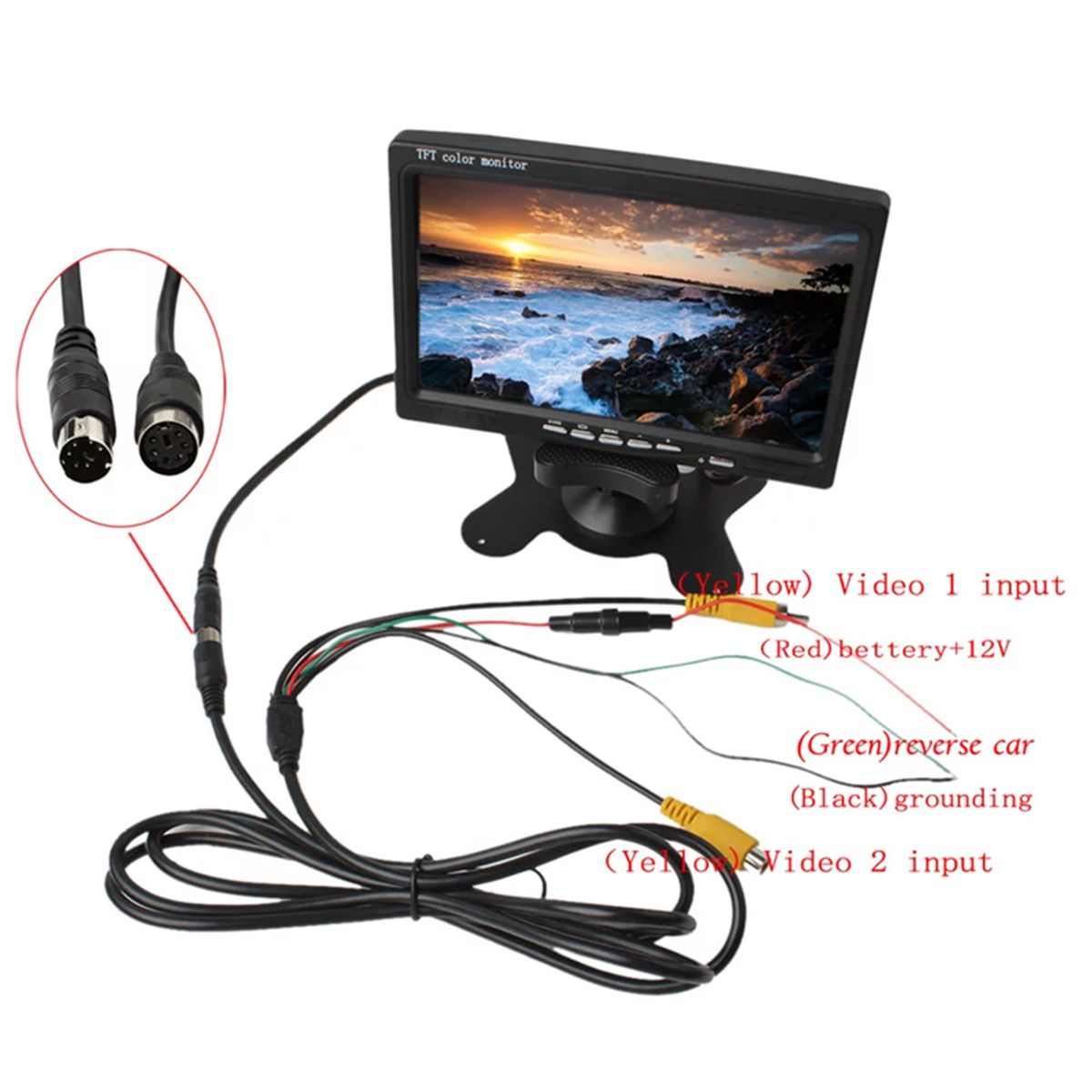 7 Inch HD Monitor Display Screen TFT Car Screen Monitor HD