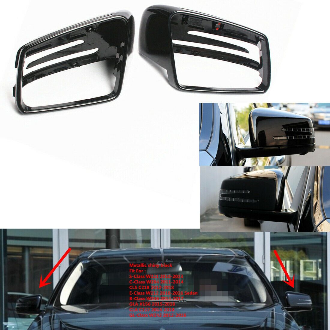1 Pair Side Mirror Caps For Mercedes-BENZ C E S GL Class
