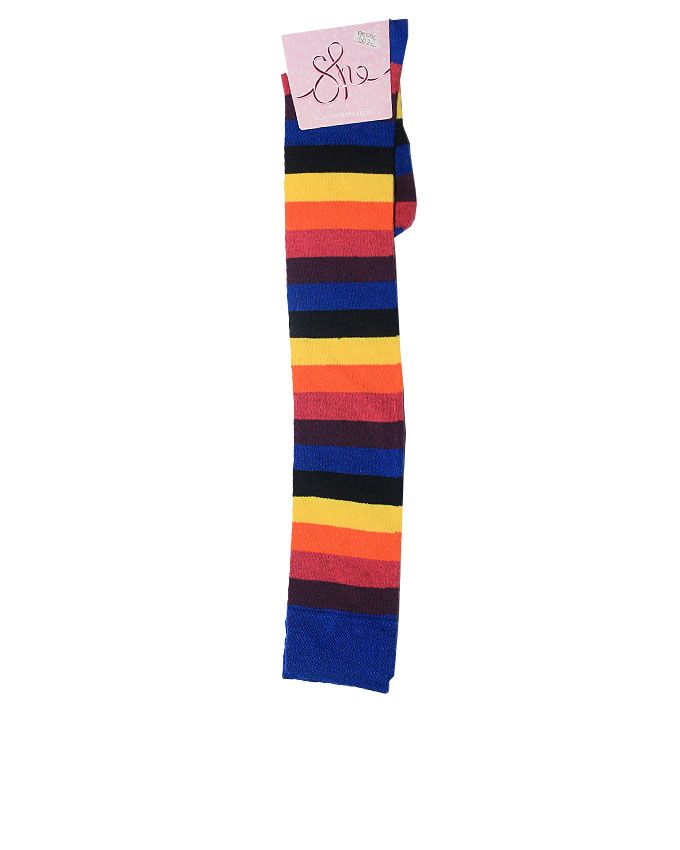 Multicolor Strip Thigh High Socks-NB Uk4-6
