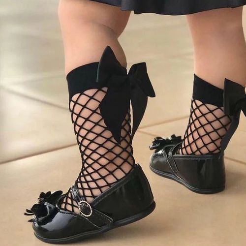 Quality Girls Fishnet Socks With Bow (1-3 Years)