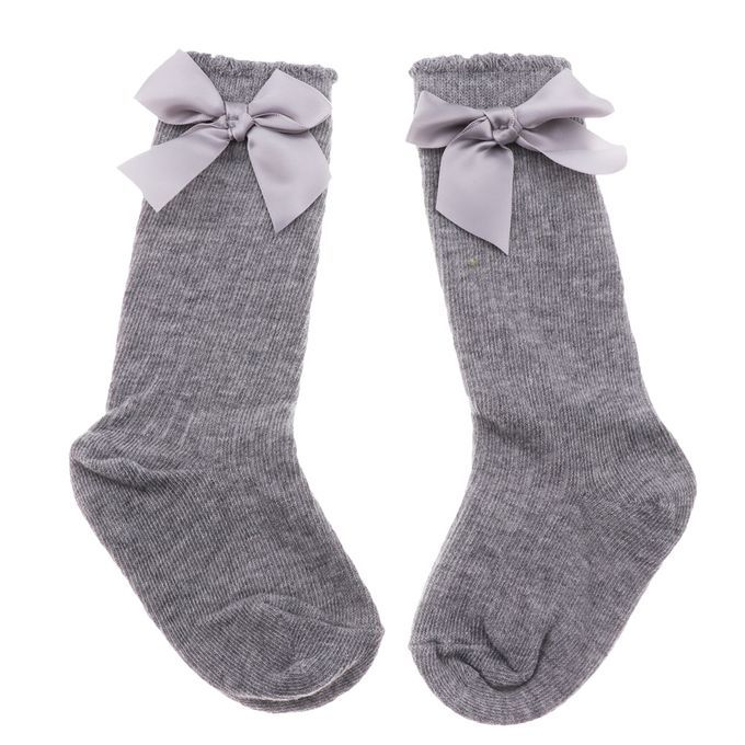Baby Girls Knee High Socks Bowknot Toddler Babies School Gray 0-2T