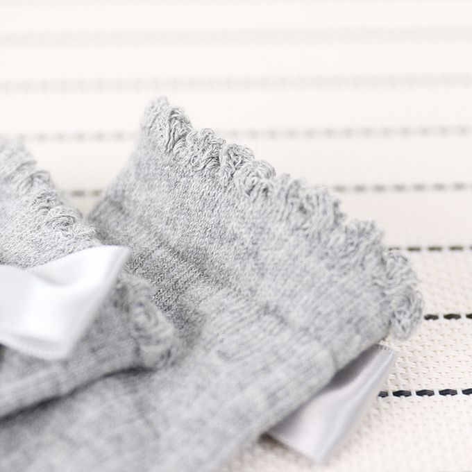 Baby Girls Knee High Socks Bowknot Toddler Babies School Gray 0-2T