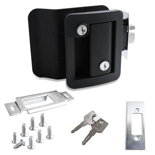 Black RV Entry Door Lock Handle Knob With Deadbolt Camper