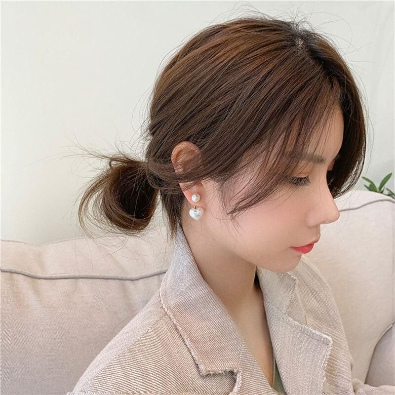 Elegant Imitation Pearl Stud Earrings Heart Round Shaped Ear Stud For Women Luxury Jewelry