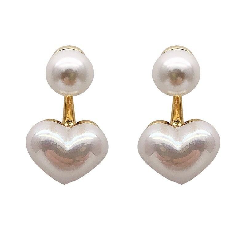 Elegant Imitation Pearl Stud Earrings Heart Round Shaped Ear Stud For Women Luxury Jewelry