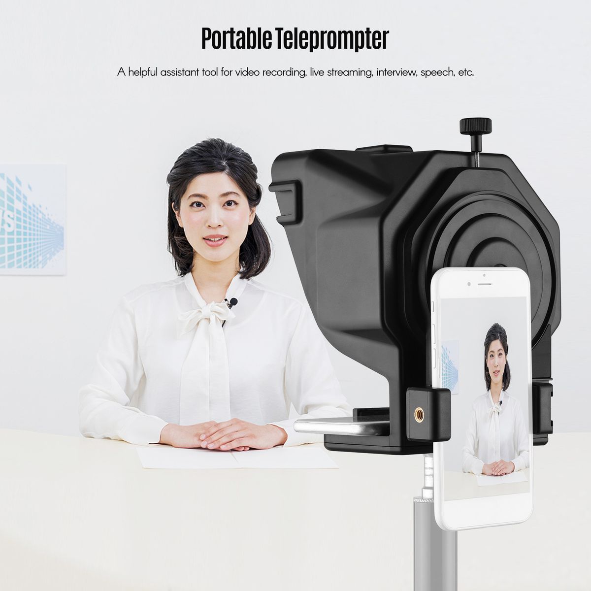 Portable Smartphone Teleprompter Prompter With Phone Holder