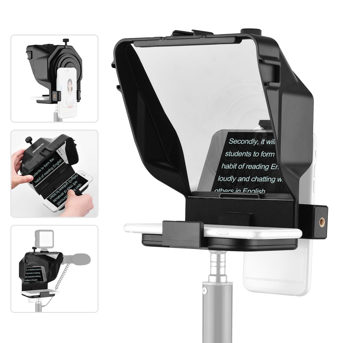 Portable Smartphone Teleprompter Prompter With Phone Holder