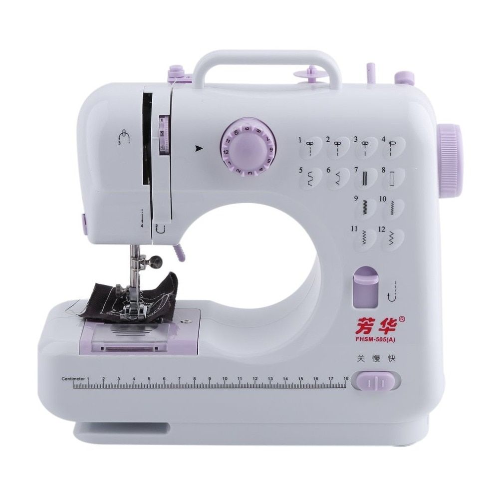 Desktop Portable Double Thread Double Speed 12 Pre-Set Stitches Mini Household Sewing Machine 505A Presser Foot