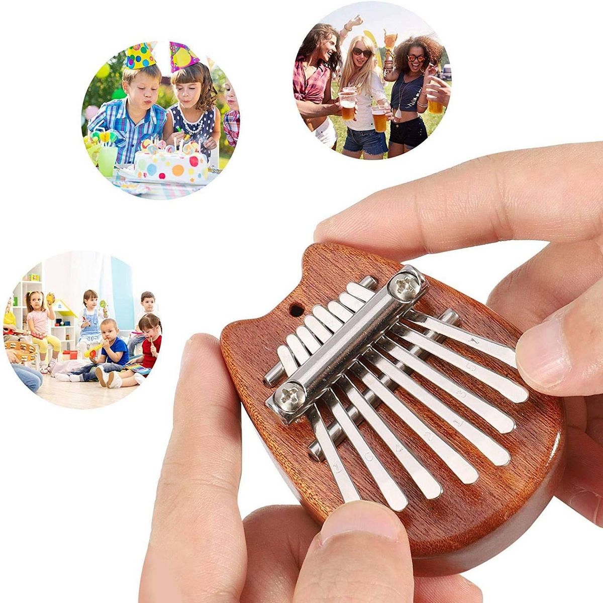 Mini Kalimba Thumb Piano Solid Wood 8 Keys Finger Piano for Children Gift Birthday Party Outdoor Leisure Instruments