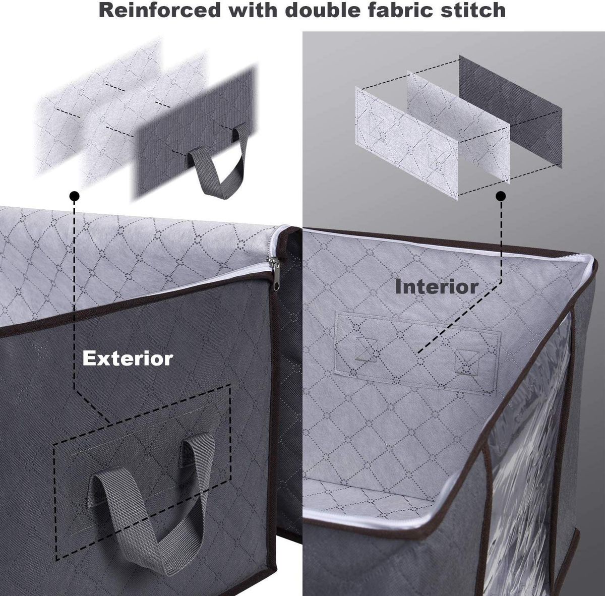 3Pcs Large Capacity Clothes Storage Bag Foldable With Zipper