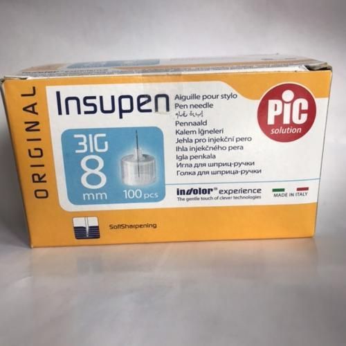 Insupen Sterile Insulin Pen Needle 31G 8mm Triple Sharpened