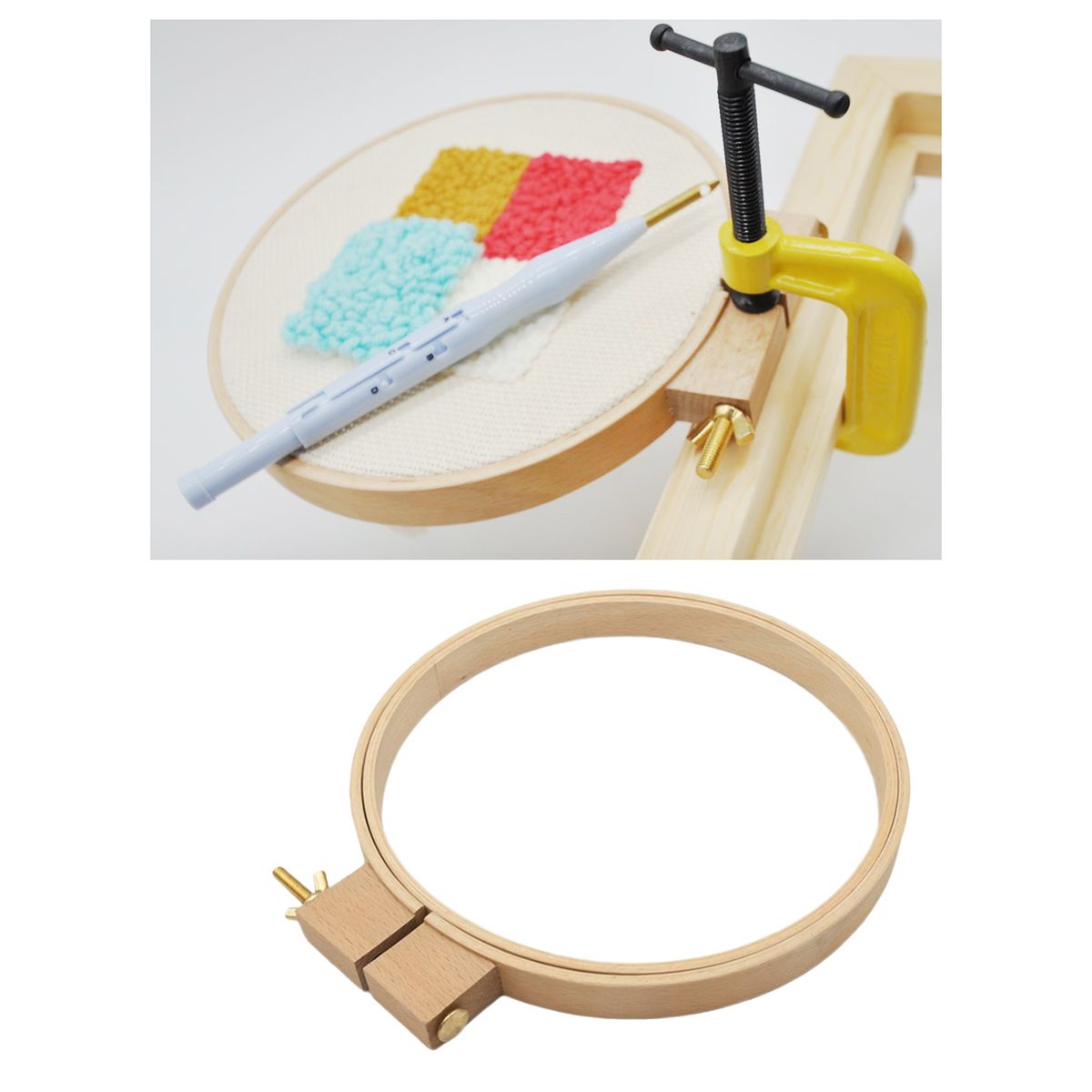 Wooden Spring Tension Embroidery Hoops Round Diameter 21cm