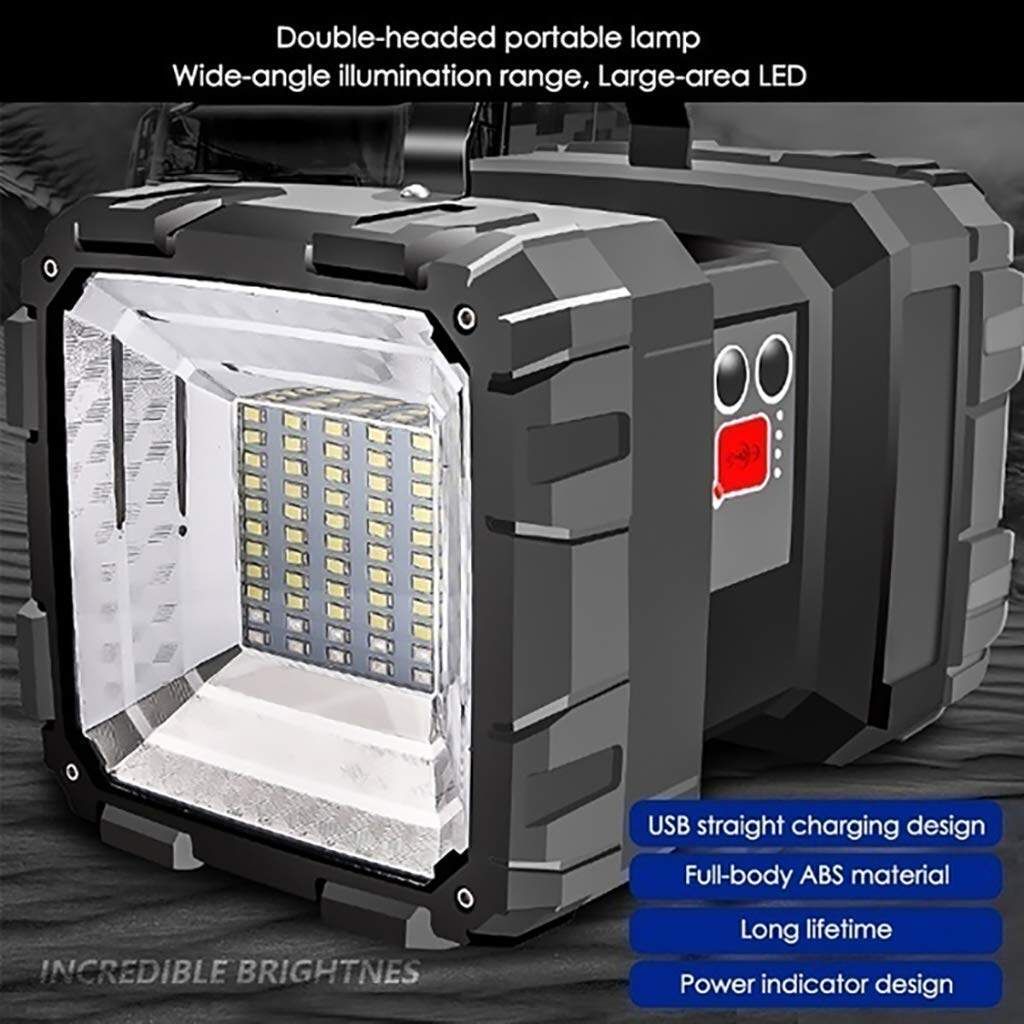 LED Waterproof USB Rechargeable Dual Head Searchlight Handheld Flashlight Work Light Spotlight Floodlight Camping Lantern Outdoor Torch Emergency Security P70 Style