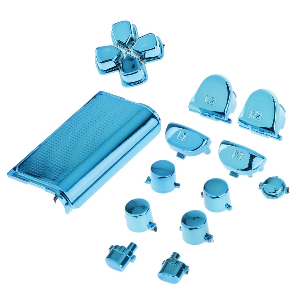Replacement  Plating Buttons And Touchpad For  PS4 Controller- Blue