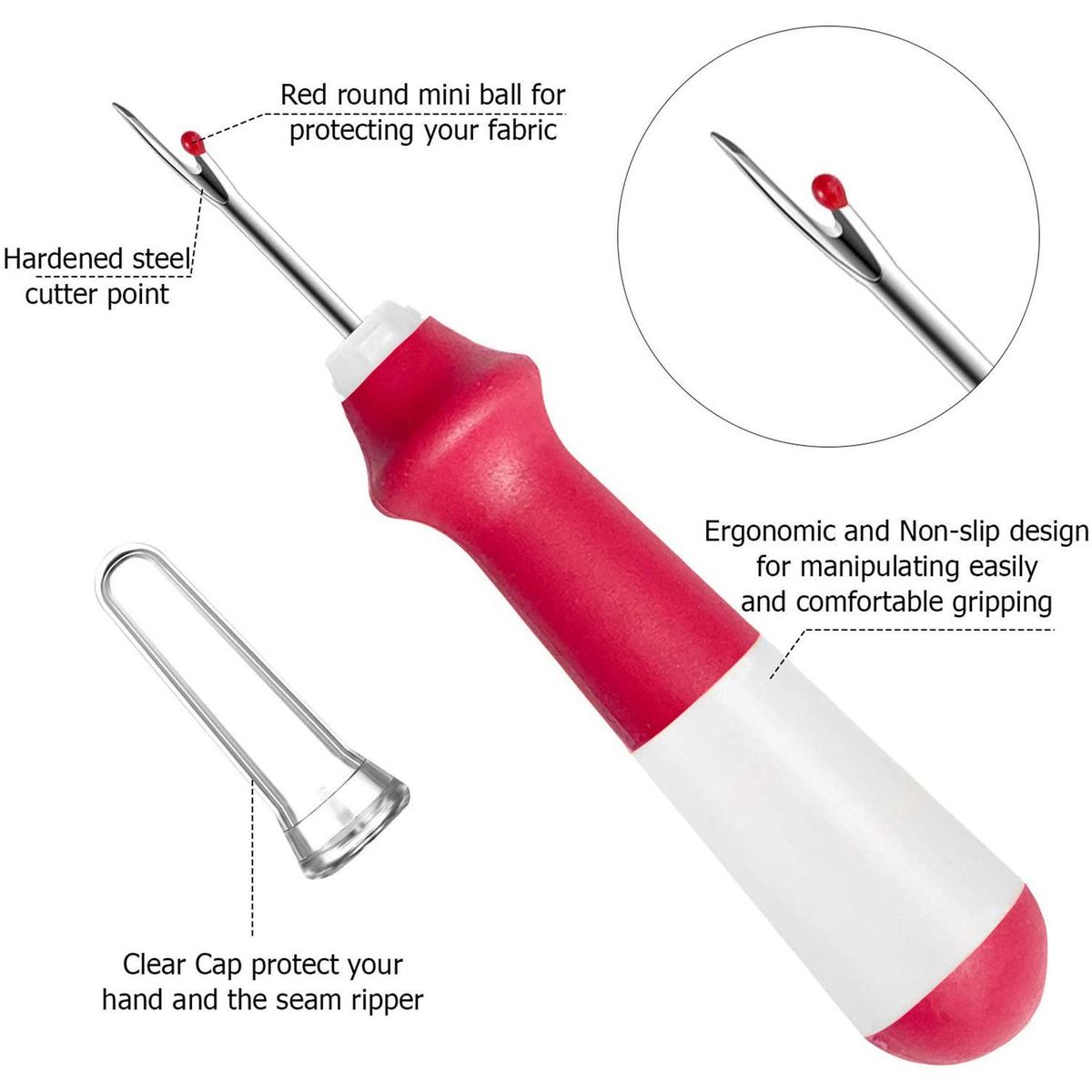 Stitch Remover Tool Works As Clothing Tag Remover for Embroidery Sewing Seam Cutter Hem Puller Stitch Ripper (Red)