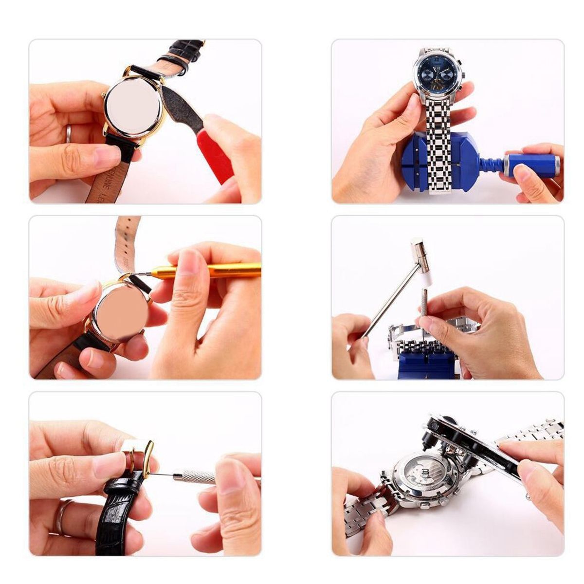 29Pcs Box Watch Repair Tool Kits Battery Changing Strap Resizing Watch-Maker Home Watch Strap Removal-Fitting Tools