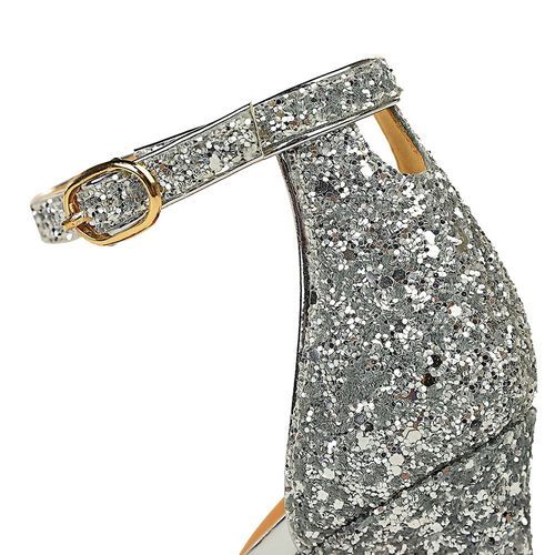 Women's Stilettos Party High Heels Ladies Sequins High-heel Sandals Silver