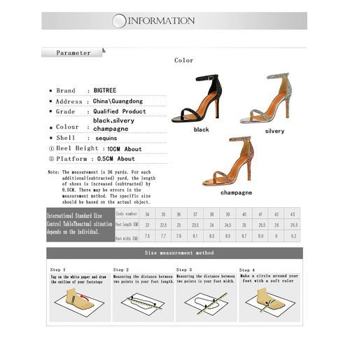 Women's Stilettos Party High Heels Ladies Sequins High-heel Sandals Silver