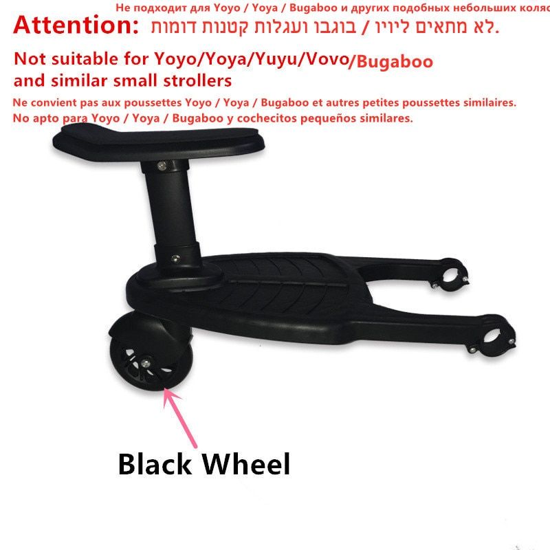 Adaptateur De Pedale Pour Poussette D'Enfant, Accessoire a La Mode, Deuxieme Remorque Auxiliaire Pour Trottinette, Pour Jumeaux, Plaque De Support Pour Enfants Avec Siege Black Wheel
