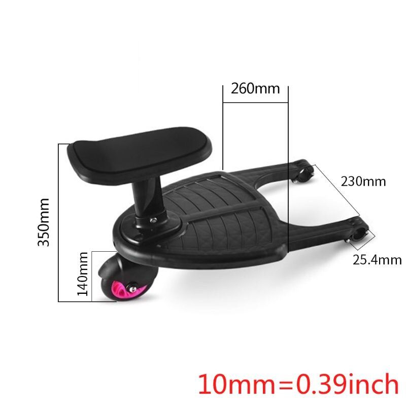 Adaptateur De Pedale Pour Poussette D'Enfant, Accessoire a La Mode, Deuxieme Remorque Auxiliaire Pour Trottinette, Pour Jumeaux, Plaque De Support Pour Enfants Avec Siege Pink Wheel