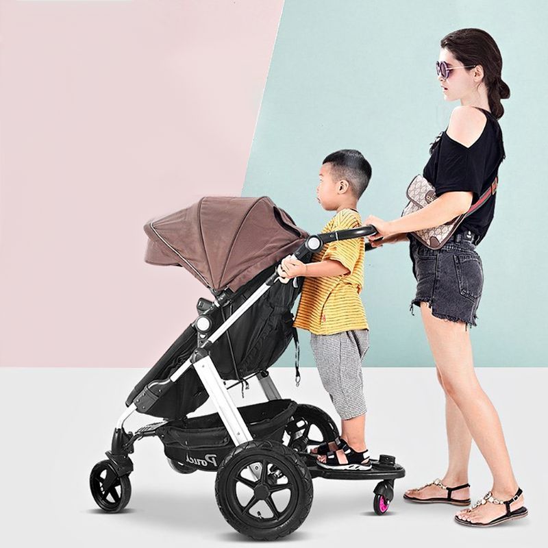 Adaptateur De Pedale Pour Poussette D'Enfant, Accessoire a La Mode, Deuxieme Remorque Auxiliaire Pour Trottinette, Pour Jumeaux, Plaque De Support Pour Enfants Avec Siege Pink Wheel