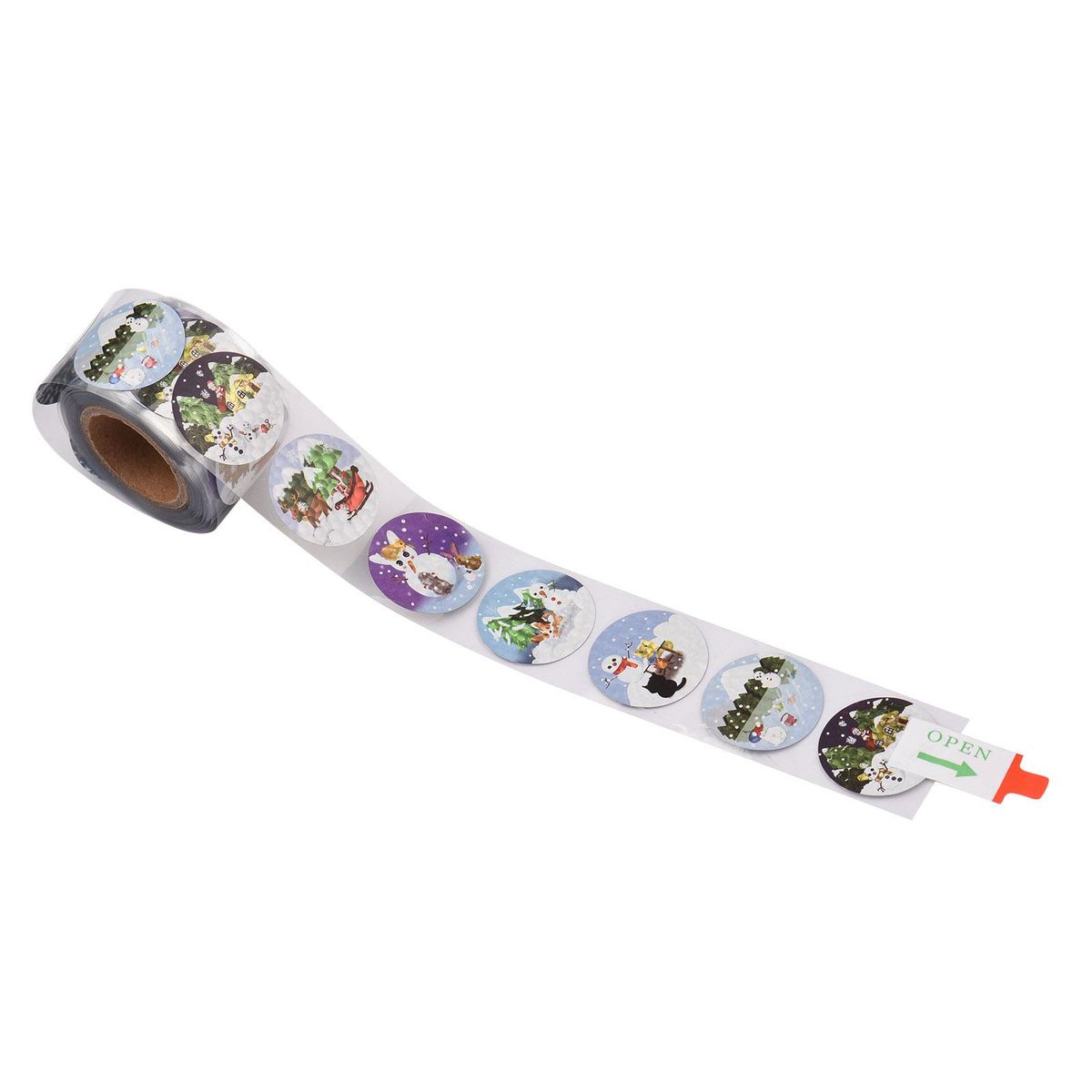 250PCS Roll Glitter Christmas Stickers Christmas Ornament Roll Stickers for Scrapbooking Card Making Christmas Party Supplies