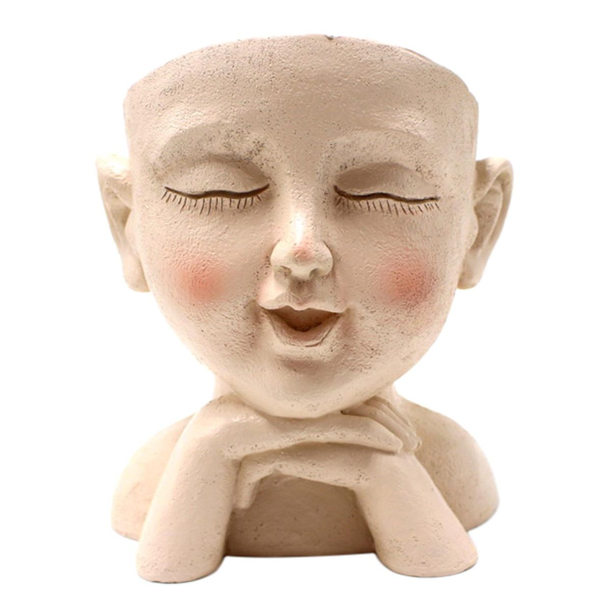 Resin Cute Face Flower Pot Head Closed Eyes Planting